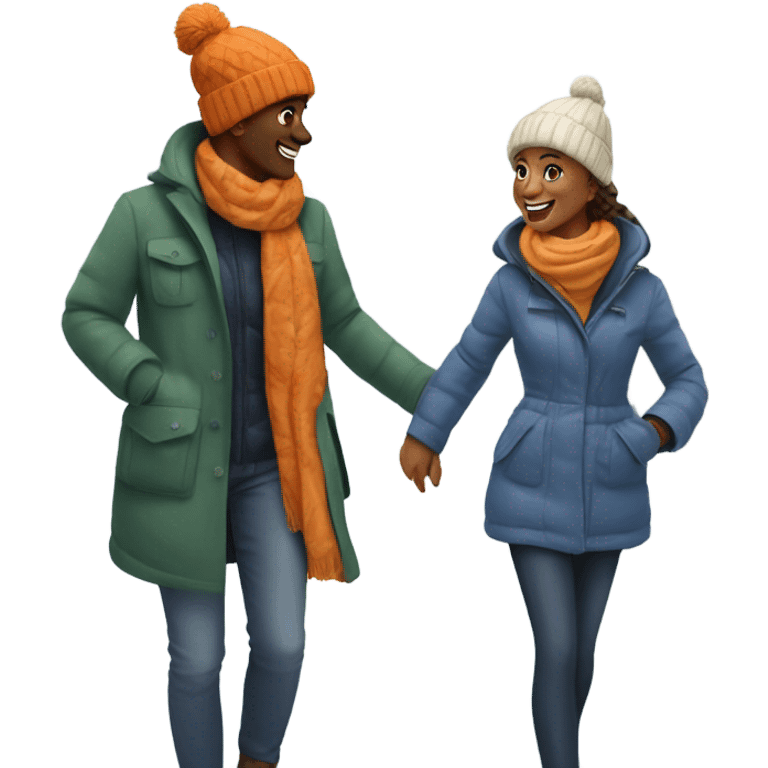 walk with bestie in park in winter emoji