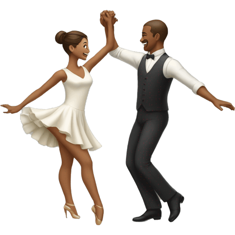 Dancing woman with a dancing man emoji