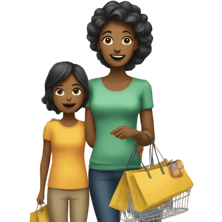 Mother and daughter shopping  emoji