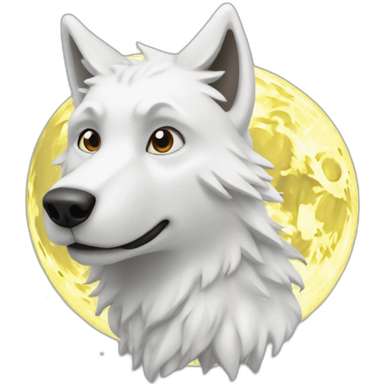 Loup blanc qui hurle a la lune emoji