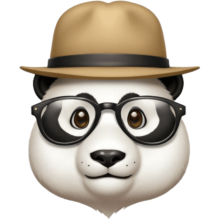 Panda with glasses and hat emoji