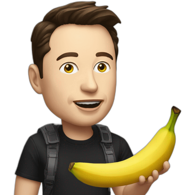 Elon Musk eat a pixel banana emoji