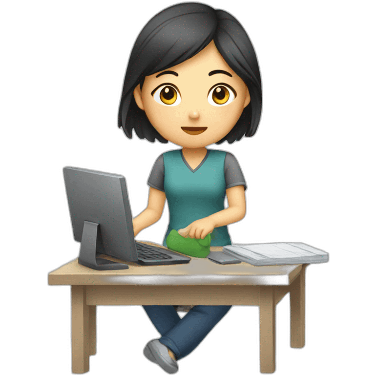 Asian girl working hard emoji