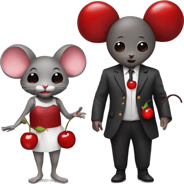 mouse and a person dressed as a cherry together emoji