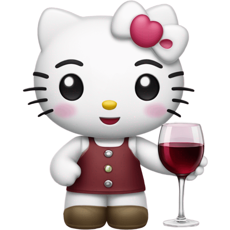 Hello Kitty drinking red wine emoji