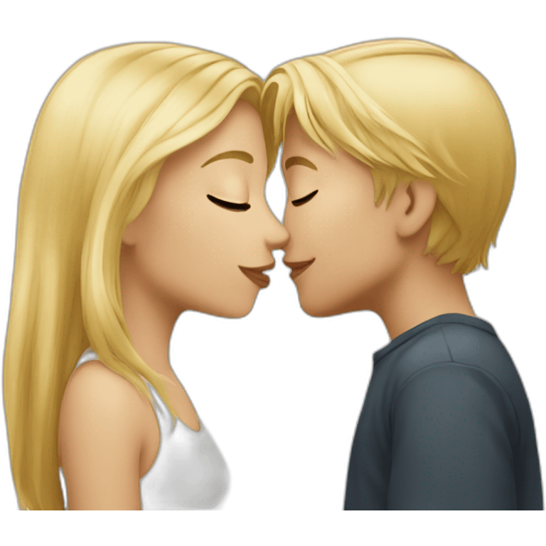 Boy blonde hair kissing girl emoji