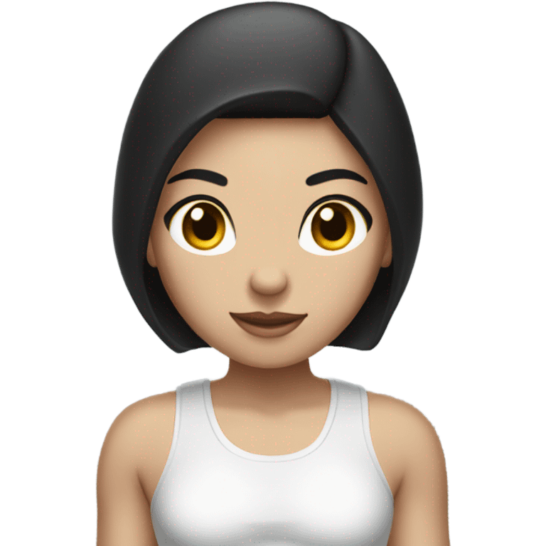 Brunette boxer girl with white gloves and short dark hair emoji