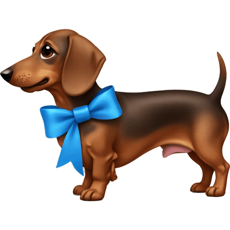 dachshund brown with blue bow emoji