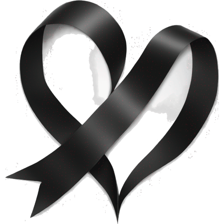 a black ribbon wrapped around a white heart emoji