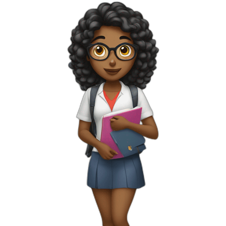 Muchacha negra estudiando en la universidad  emoji