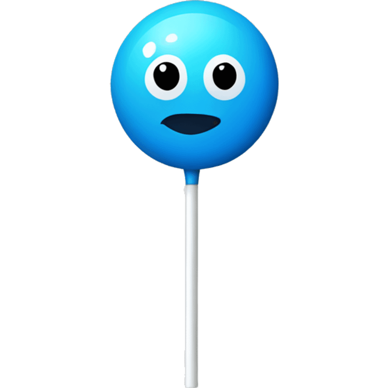 Draw a simple, round blue lollipop with a shiny surface and a white stick emoji