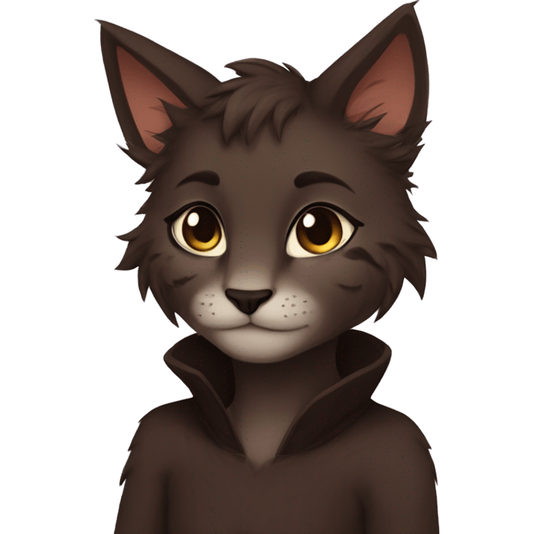 Anthro Shy Cute Cool Edgy Pretty Dark Brown Furry Feline Animal Anthro Sona emoji