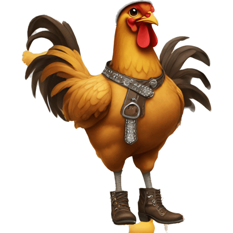 Chicken wearing cowboy boots  emoji