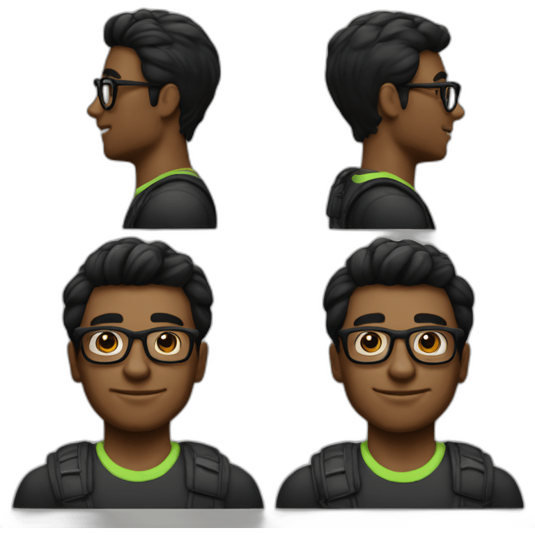 Hombre nerd cabello negro emoji