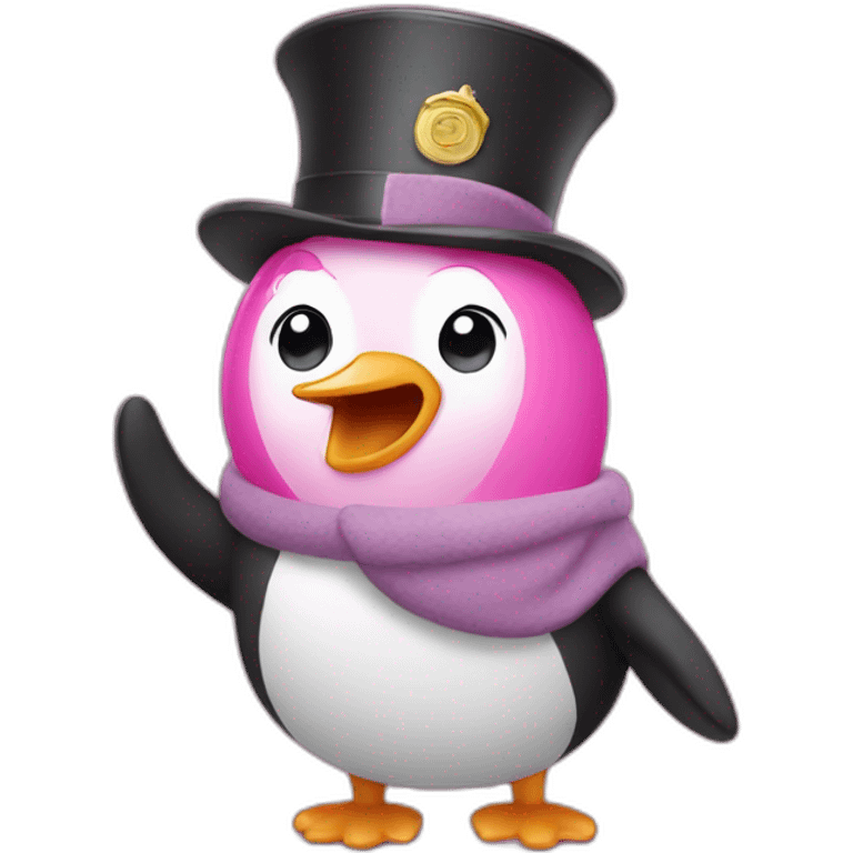 pink pingouin saluting emoji