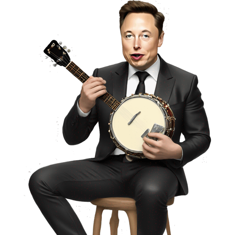 Elon musk eating icecream and playing banjo emoji