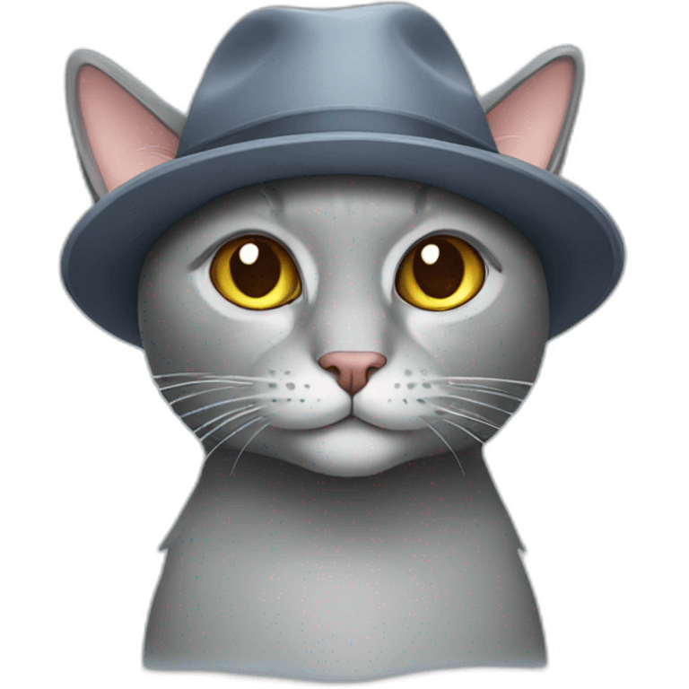 Grey Cat with a hat emoji