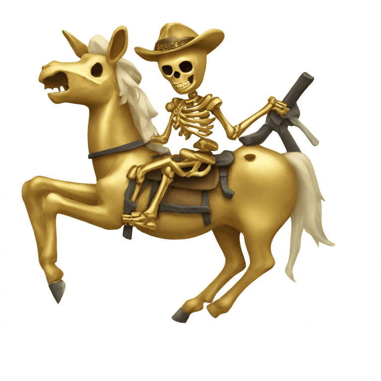 Golden skeleton riding donkey emoji