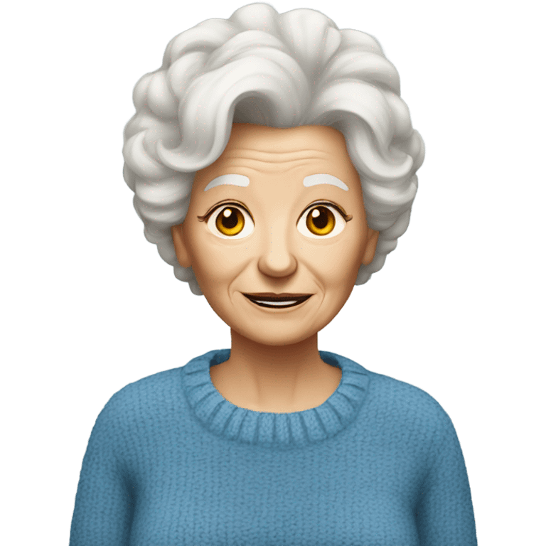 an elderly white woman with a fluffy hairstyle wearing a blue sweater emoji