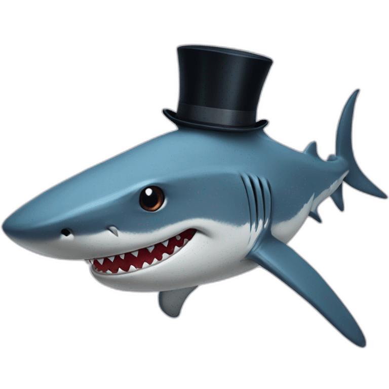 Shark with a top hat emoji