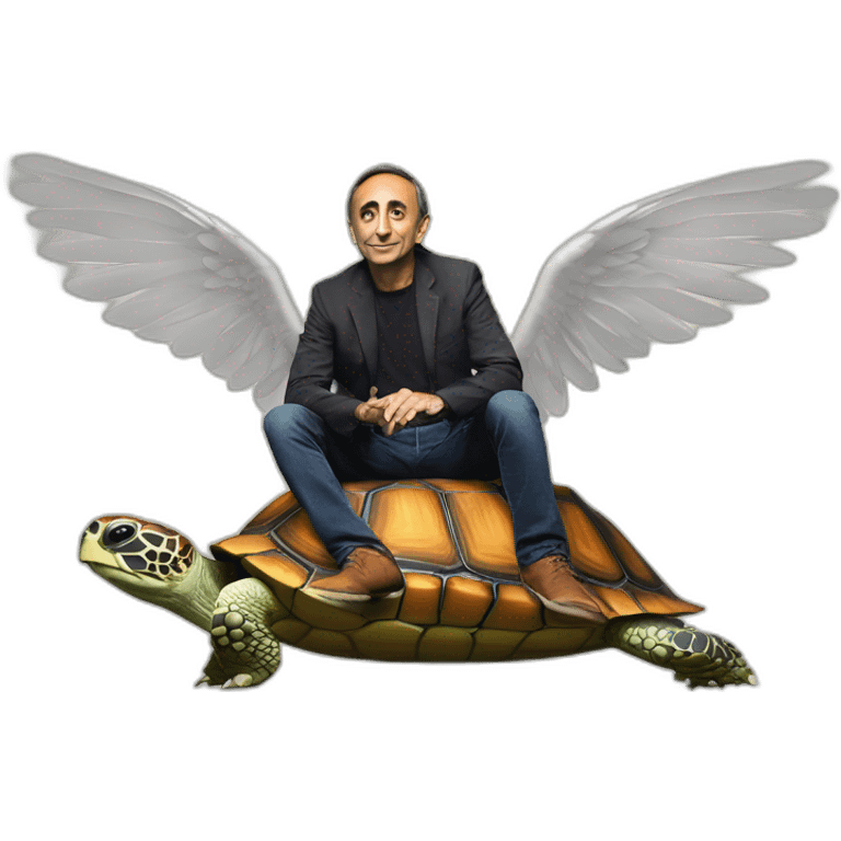 Eric Zemmour sur une tortue avec 3 ailes emoji