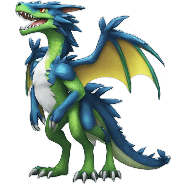  Cool Edgy Cute Shiny Colorful Digimon-Reptile-Dragon-Sergal full body emoji