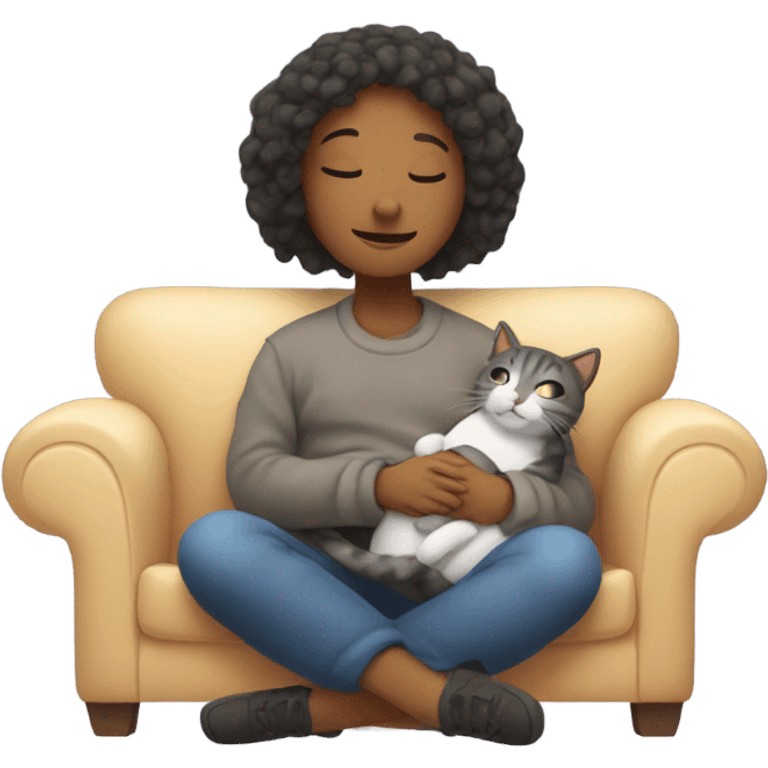 Cuddled up with my cat on couch emoji