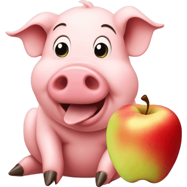 Pig eating apple emoji