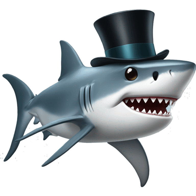 Shark with a top hat mustache emoji