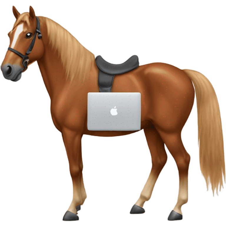 chestnut Horse working on a MacBook  emoji