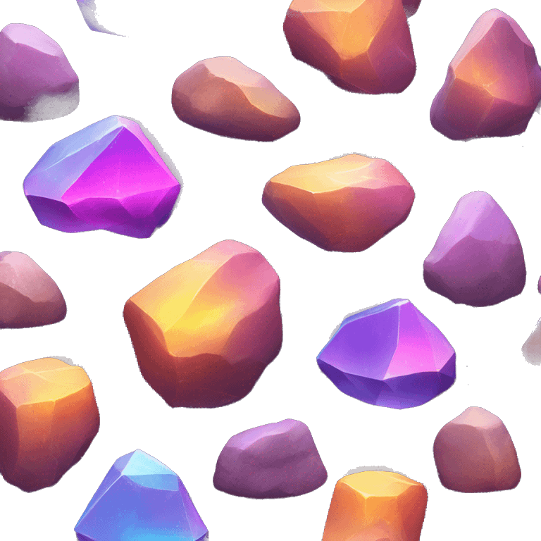 Shiny neon iridescent rock  emoji