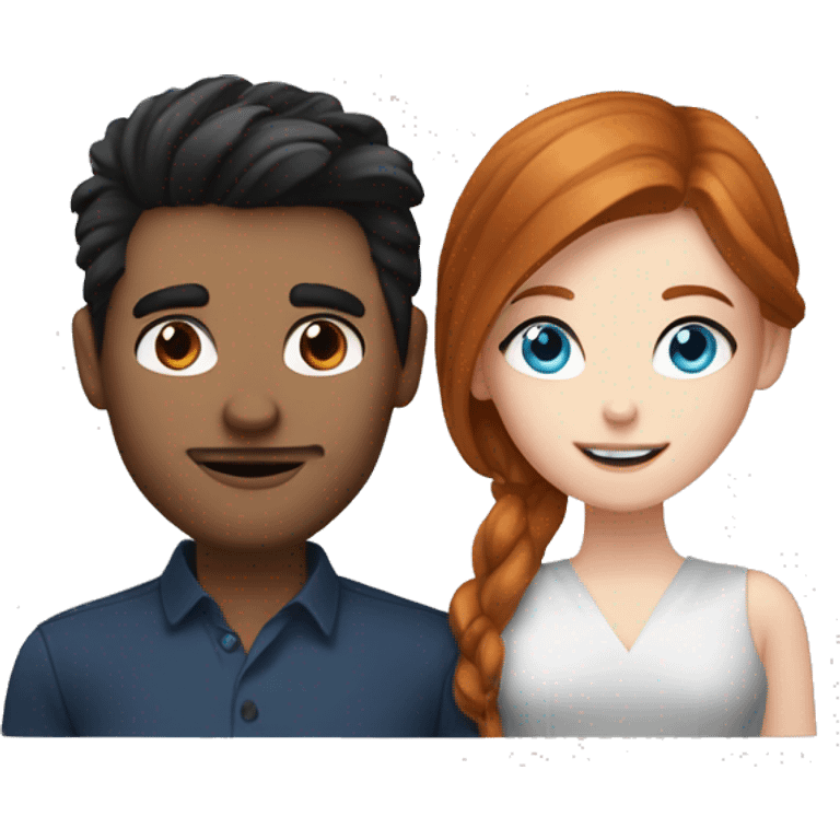 A white dark hair blue eye guy and a white redhead hazel eye woman they are rich and they are hugged emoji