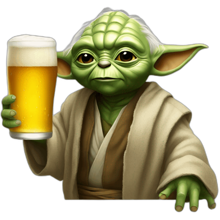 yoda with a beer emoji