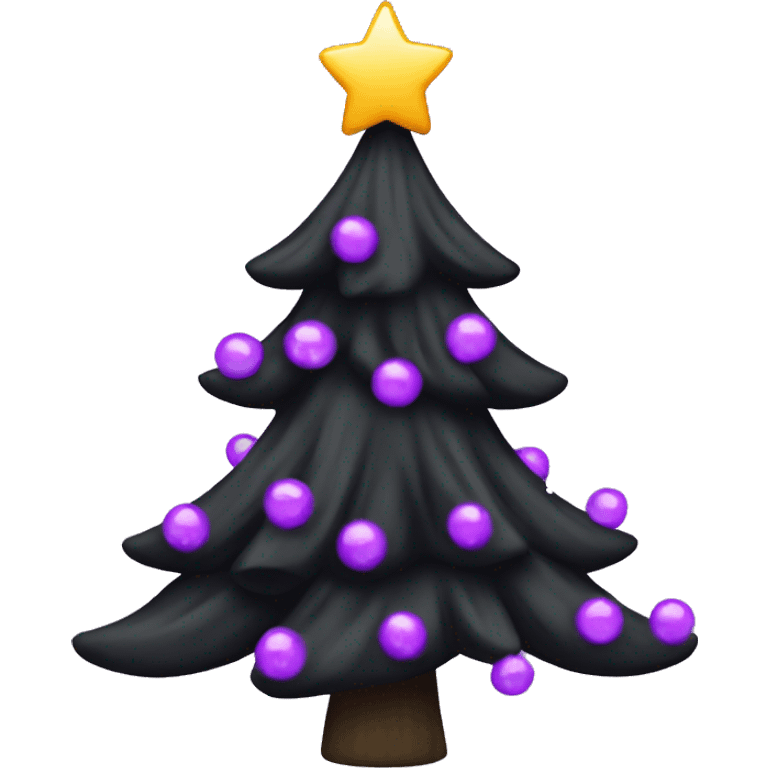 black christmas tree with purple bows emoji