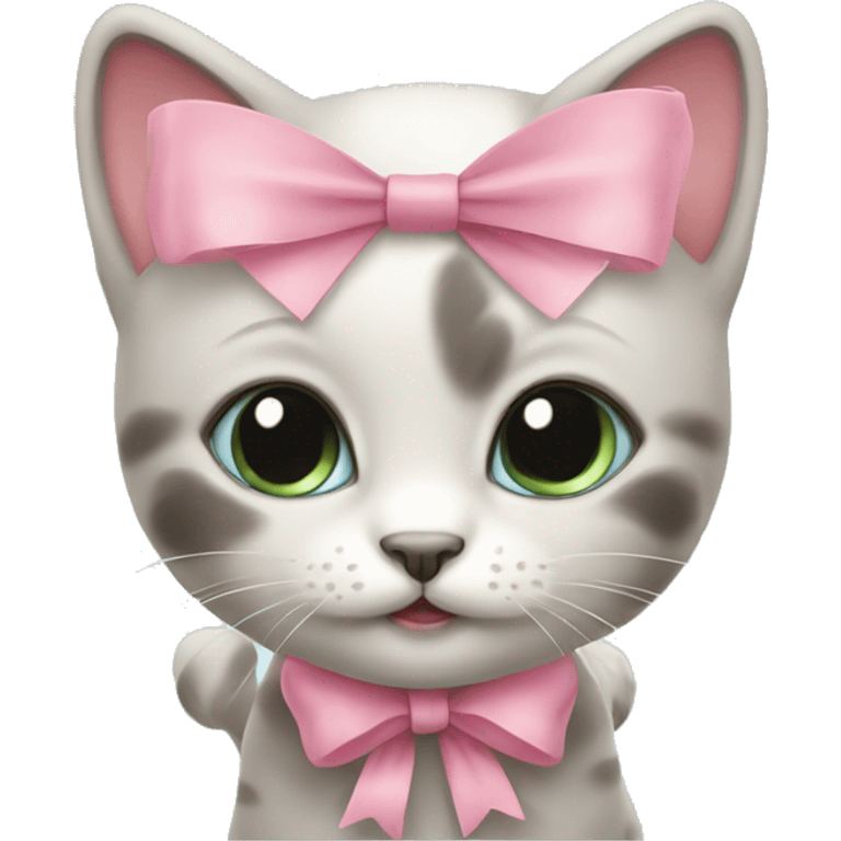 cute kitten with pink bow emoji