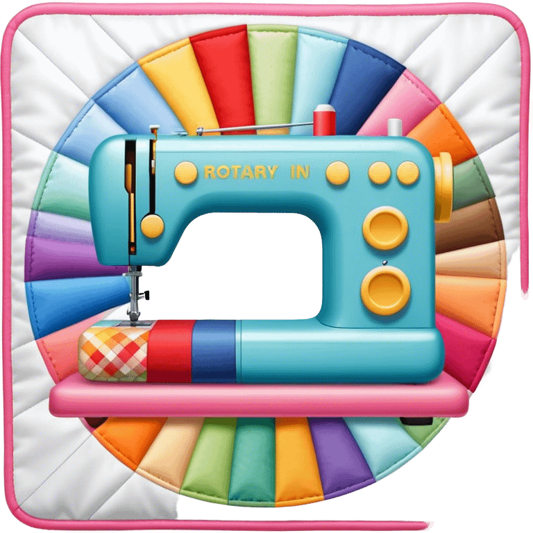 Patchwork and quilting icon, colorful fabric patches sewn together in a quilt pattern, sewing needle and thread, quilting tools like rotary cutter or quilting hoop, minimalistic style, clean lines, transparent background. emoji