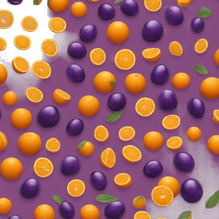 2 oranges with aubergine  emoji