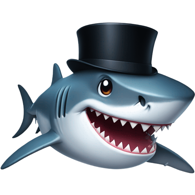 Shark with a top hat emoji