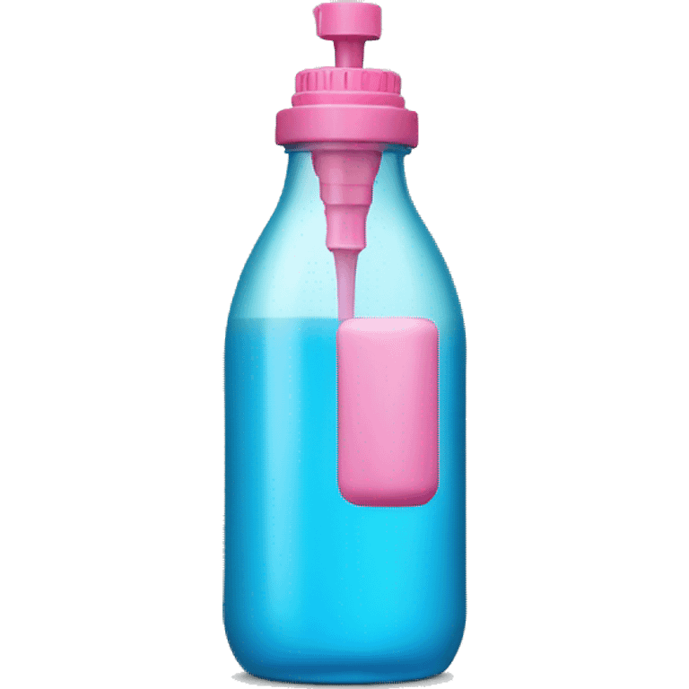 blue bottle with pink pump emoji