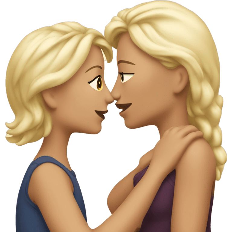 lesbians kissing. One is older and blond emoji