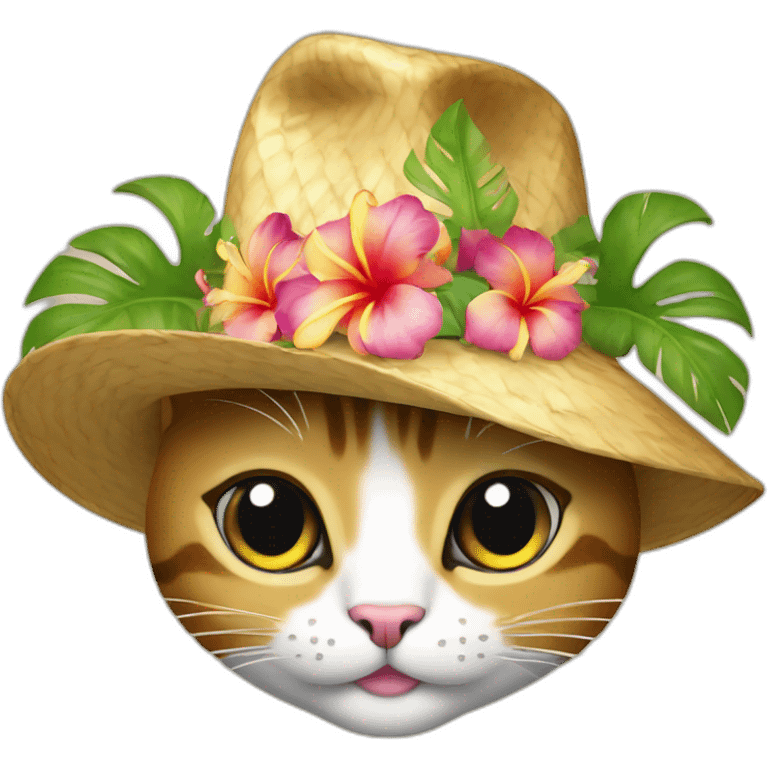 cat with a hawaian hat emoji