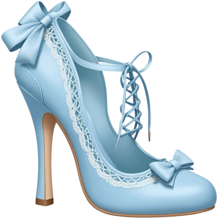 pastel blue heel with bow lace up emoji