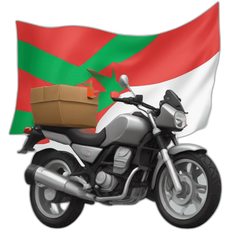 quelqu'un sur une moto avec le drapeau du Maroc derrière emoji