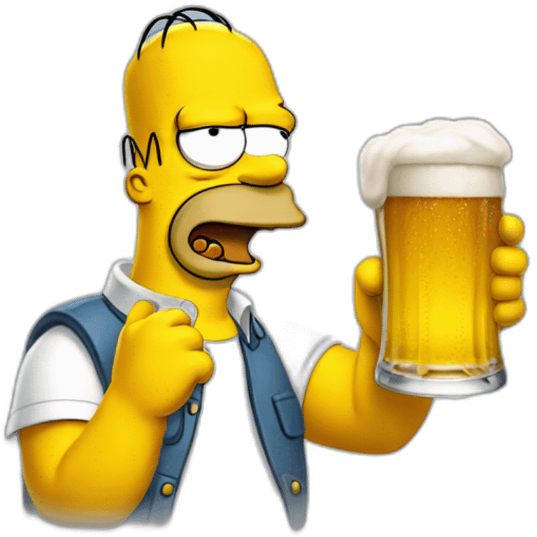 Homer Simpson drinking a beer emoji