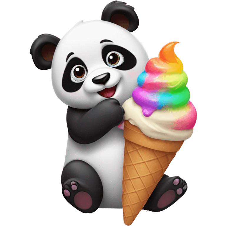 Panda eating ice cream emoji