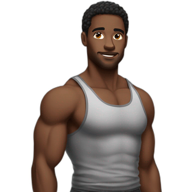 muscular black guy with tank top emoji