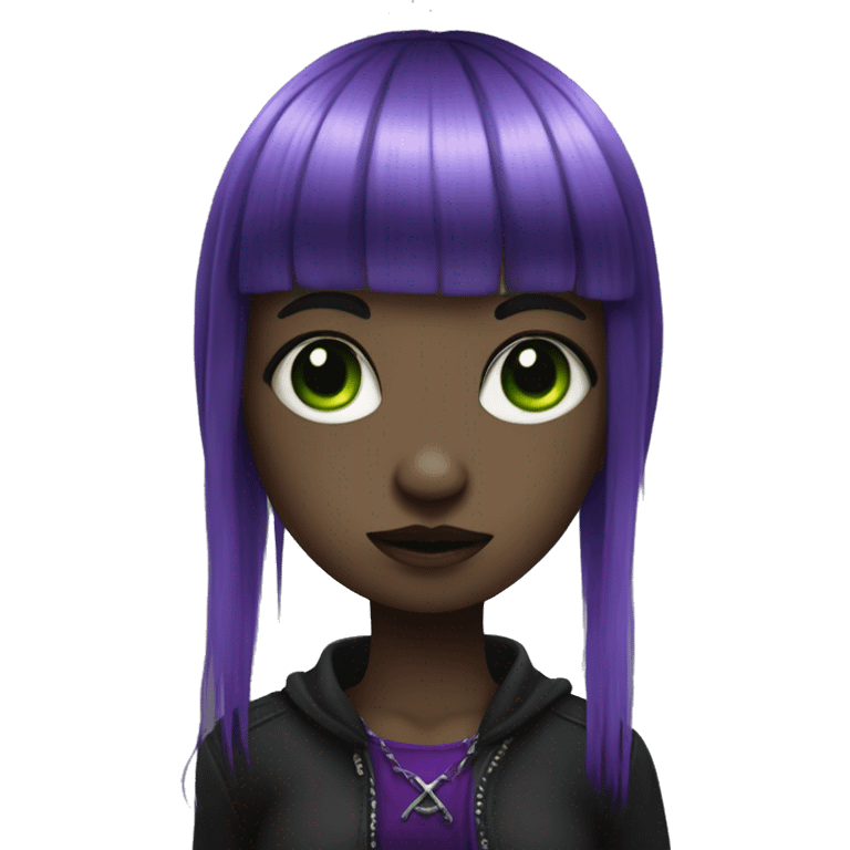 goth girl with bangs and purple and green hair emoji