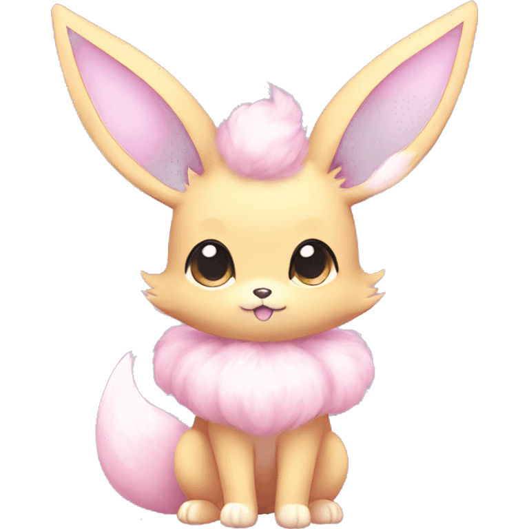 Kawaii Pastel Cotton-Candy-Colored Eeveelution-Cute-fox-Bunny-Pokémon-fusion full body emoji