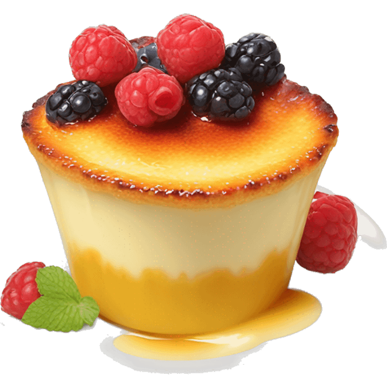 French Creme brulee with berries on top  emoji