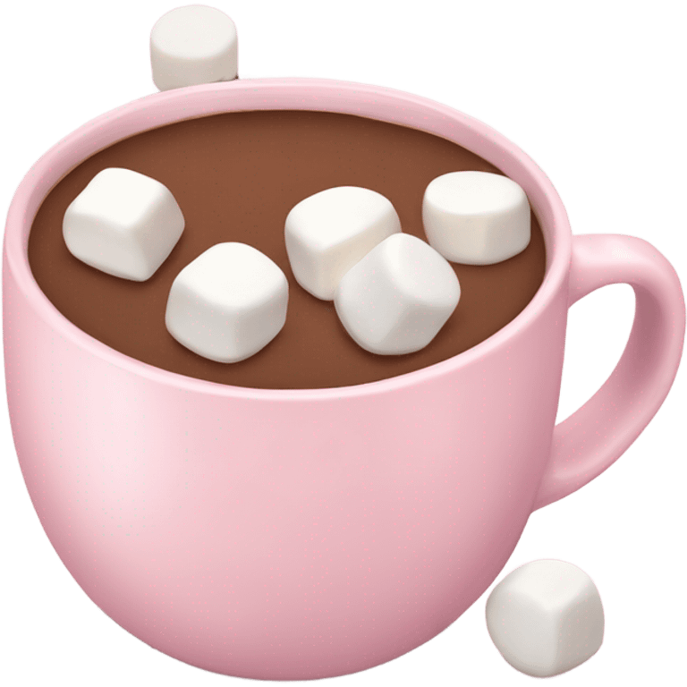 Light Pink mug of hot chocolate with marshmallows  emoji